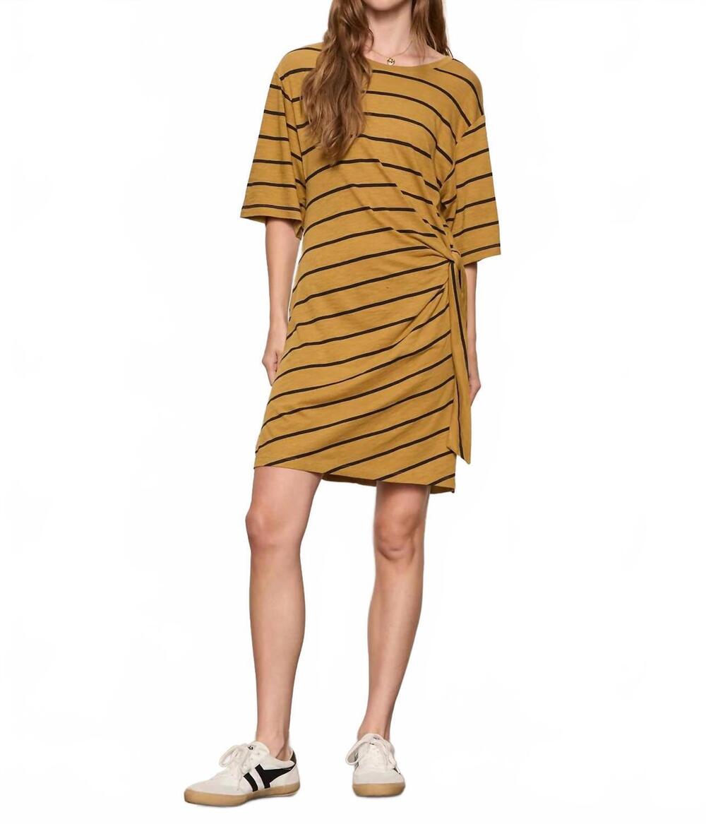 NEW SANCTUARY easier together tie knit dress in cumin/black stripe
